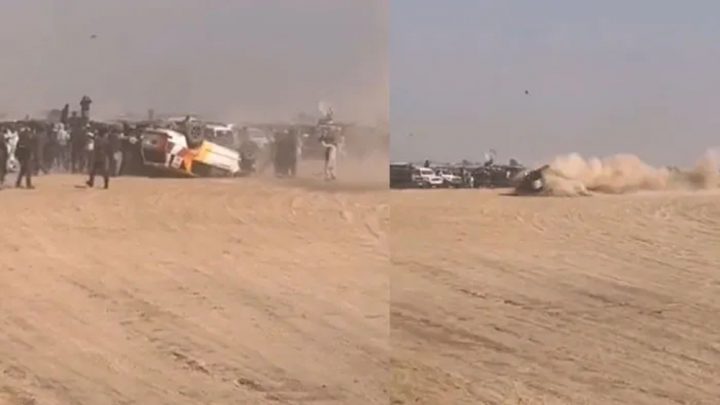 جیپ ڈرائیور ملک جمال اور نیویگیٹرحادثے میں محفوظ رہے۔فائل فوٹو